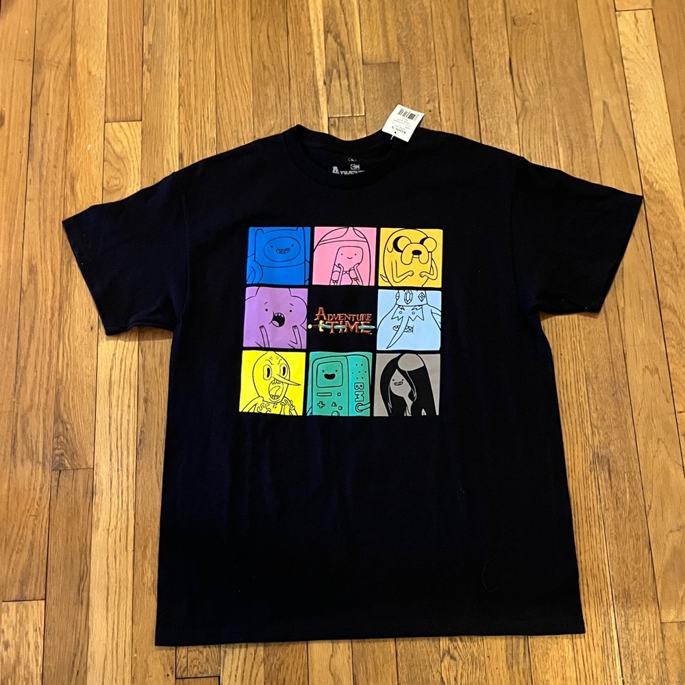 Adventure time men’s black cotton graphic tee shirt size large nwt